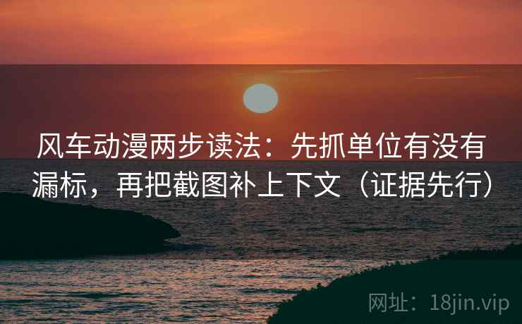 风车动漫两步读法：先抓单位有没有漏标，再把截图补上下文（证据先行）