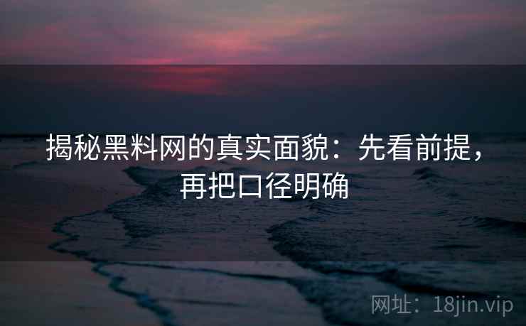 揭秘黑料网的真实面貌：先看前提，再把口径明确